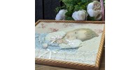 Cadre bébé rose montage 3 D antique